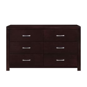 Espresso Finish 1pc Dresser of 6x Drawers Silver Tone Bar Pulls Contemporary Design Bedroom Furniture