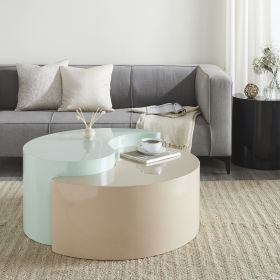 Modern & Contemporary Style Coffee Table Made with Iron Sheet Frame in Mint & Taupe