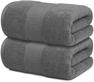 Resort Collection Soft Bath Sheet Towels2 Pack Smoke Grey 35x70 inch Oversize Large Luxury Hotel Plush & Absorbent Cotton Bath Sheet