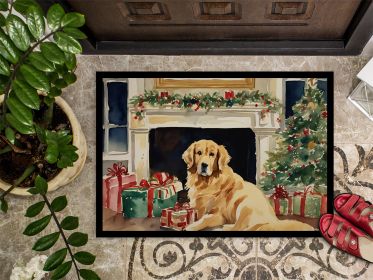 Golden Retriever Cozy Christmas Doormat Front Door Mat Indoor Outdoor Rugs for Entryway, Non Slip Washable Low Pile, 24H X 36W