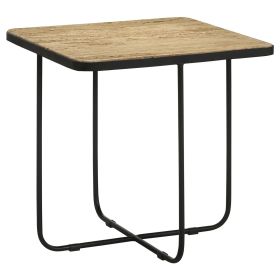 Travertine and Black Accent Table