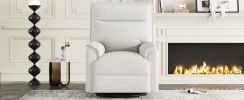 360 Degree Swivel Upholstered Manual Recliner Chair Theater Recliner Sofa Nursery Glider Rocker for Living Room, Beige