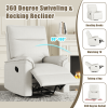 360 Degree Swivel Upholstered Manual Recliner Chair Theater Recliner Sofa Nursery Glider Rocker for Living Room, Beige