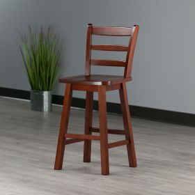 Scalera Ladder Back Swivel Seat Counter Stool; Walnut