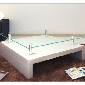 vidaXL Coffee Table with Glass Top White