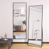 Wall-Mounted Alloy Frame Full Length Mirror, Black