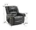 Power Lift Recliner Chair Heat Massage Dual Motor Infinite Position Up to 350 LBS, Faux Leather, Heavy Duty Motion Mechanism with USB Ports, Grey