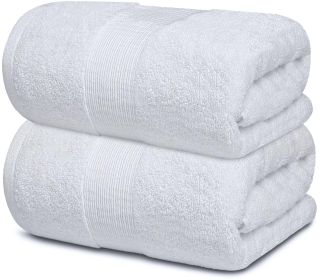 Resort Collection Soft Bath Sheets Towels Set of 2 Oversize Large 35x70 in Luxury Hotel Plush & Absorbent Cotton Bath Sheets 2 Pack White