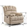 Large Manual Recliner Chair in Fabric for Living Room, Beige