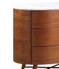 Walnut Finish 1pc Chest of Three Drawers Marble Top Ball Bearing Glides Bedroom Furniture