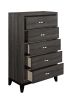 Contemporary Design Gray Finish 1pc Chest of Dovetail Drawers Polished Chrome Bar Pulls Bedroom Furniture