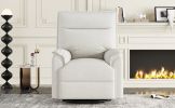 360 Degree Swivel Upholstered Manual Recliner Chair Theater Recliner Sofa Nursery Glider Rocker for Living Room, Beige