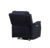 Clean Contemporary Dual-Power Recliner - Ocean Blue Leatherette, Power Footrest, Power Headrest - Easy-Care and Convenience