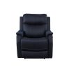 Clean Contemporary Dual-Power Recliner - Ocean Blue Leatherette, Power Footrest, Power Headrest - Easy-Care and Convenience