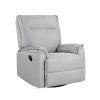 360 Degree Swivel Upholstered Manual Recliner Chair Theater Recliner Sofa Nursery Glider Rocker for Living Room, Grey