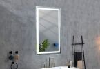 36*28LED Lighted Bathroom Wall Mounted Mirror with High Lumen+Anti-Fog Separately Control+Dimmer Function