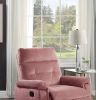 Luxurious Velvet Blush Pink Color Motion Recliner Chair 1pc Couch Manual Motion Plush Armrest Tufted Back Living Room Furniture Chair