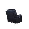 Triple-Power Recliner with Lighted Cupholders - Ocean Blue Leatherette, Transitional Design