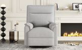 360 Degree Swivel Upholstered Manual Recliner Chair Theater Recliner Sofa Nursery Glider Rocker for Living Room, Grey