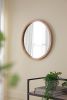 20" x 20" Circle Wall Mirror with Wooden Frame, Wall Mirror for Living Room, Dining Room, Foyer, Bathroom, Office