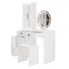 Modern Makeup Vanity Table Set with Side Cabinet and LED Mirror, Retractable Dressing Table with Power Outlets, 3 Light Colors