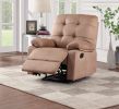 Contemporary Peat Color Plush Microfiber Motion Recliner Chair 1pc Couch Manual Motion Plush Armrest Tufted Back Living Room Furniture