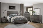 Contemporary Design Gray Finish 1pc Chest of Dovetail Drawers Polished Chrome Bar Pulls Bedroom Furniture