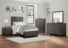 Contemporary Design Gray Finish 1pc Chest of Dovetail Drawers Polished Chrome Bar Pulls Bedroom Furniture