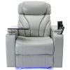 Power Motion Recliner with USB Charging Port and Hidden Arm Storage, Home Theater Seating with Convenient Cup Holder Design ,and stereo(light grey)