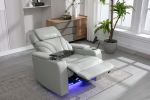 Power Motion Recliner with USB Charging Port and Hidden Arm Storage, Home Theater Seating with Convenient Cup Holder Design ,and stereo(light grey)