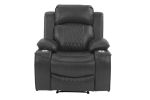 Power Motion Recliner Chair 1pc Chair Contemporary Charcoal Color Gel Leatherette Storage Arms w Cup Holder Living Room Furniture