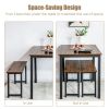 3 Pieces Dining Table Set with 2 Benches for Dining Room Kitchen Bar  PB