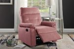 Luxurious Velvet Blush Pink Color Motion Recliner Chair 1pc Couch Manual Motion Plush Armrest Tufted Back Living Room Furniture Chair