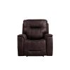 Triple-Power Recliner - Power Headrest, Power Footrest, Power Lumbar - Lighted Cupholders - Transitional Design, Canyon Walnut Leatherette