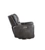 Elegant Triple-Power 360 Swivel Recliner - Pencil Arms, Power Footrest, Power Headrest, Power Lumbar - Swivel Design, Charcoal Faux-Leather