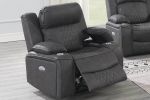 Power Motion Recliner Chair 1pc Chair Contemporary Charcoal Color Gel Leatherette Storage Arms w Cup Holder Living Room Furniture