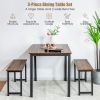 3 Pieces Dining Table Set with 2 Benches for Dining Room Kitchen Bar  PB