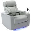 Power Motion Recliner with USB Charging Port and Hidden Arm Storage, Home Theater Seating with Convenient Cup Holder Design ,and stereo(light grey)