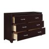 Espresso Finish 1pc Dresser of 6x Drawers Silver Tone Bar Pulls Contemporary Design Bedroom Furniture