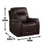 Triple-Power Recliner - Power Headrest, Power Footrest, Power Lumbar - Lighted Cupholders - Transitional Design, Canyon Walnut Leatherette