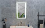 36*28LED Lighted Bathroom Wall Mounted Mirror with High Lumen+Anti-Fog Separately Control+Dimmer Function