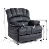 Large Manual Recliner Chair in Fabric for Living Room, Gray