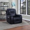 Triple-Power Recliner with Lighted Cupholders - Ocean Blue Leatherette, Transitional Design