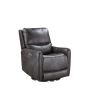 Elegant Triple-Power 360 Swivel Recliner - Pencil Arms, Power Footrest, Power Headrest, Power Lumbar - Swivel Design, Charcoal Faux-Leather