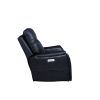 Triple-Power Recliner with Lighted Cupholders - Ocean Blue Leatherette, Transitional Design