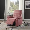 Luxurious Velvet Blush Pink Color Motion Recliner Chair 1pc Couch Manual Motion Plush Armrest Tufted Back Living Room Furniture Chair