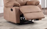 Contemporary Peat Color Plush Microfiber Motion Recliner Chair 1pc Couch Manual Motion Plush Armrest Tufted Back Living Room Furniture