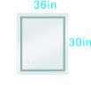 36*30 LED Mirror for Bathroom with Lights; Dimmable; Anti-Fog; Lighted Bathroom Mirror with Smart Touch Button; Memory Function