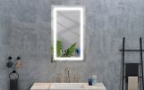 36*28LED Lighted Bathroom Wall Mounted Mirror with High Lumen+Anti-Fog Separately Control+Dimmer Function