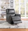 Elegant Triple-Power 360 Swivel Recliner - Pencil Arms, Power Footrest, Power Headrest, Power Lumbar - Swivel Design, Charcoal Faux-Leather